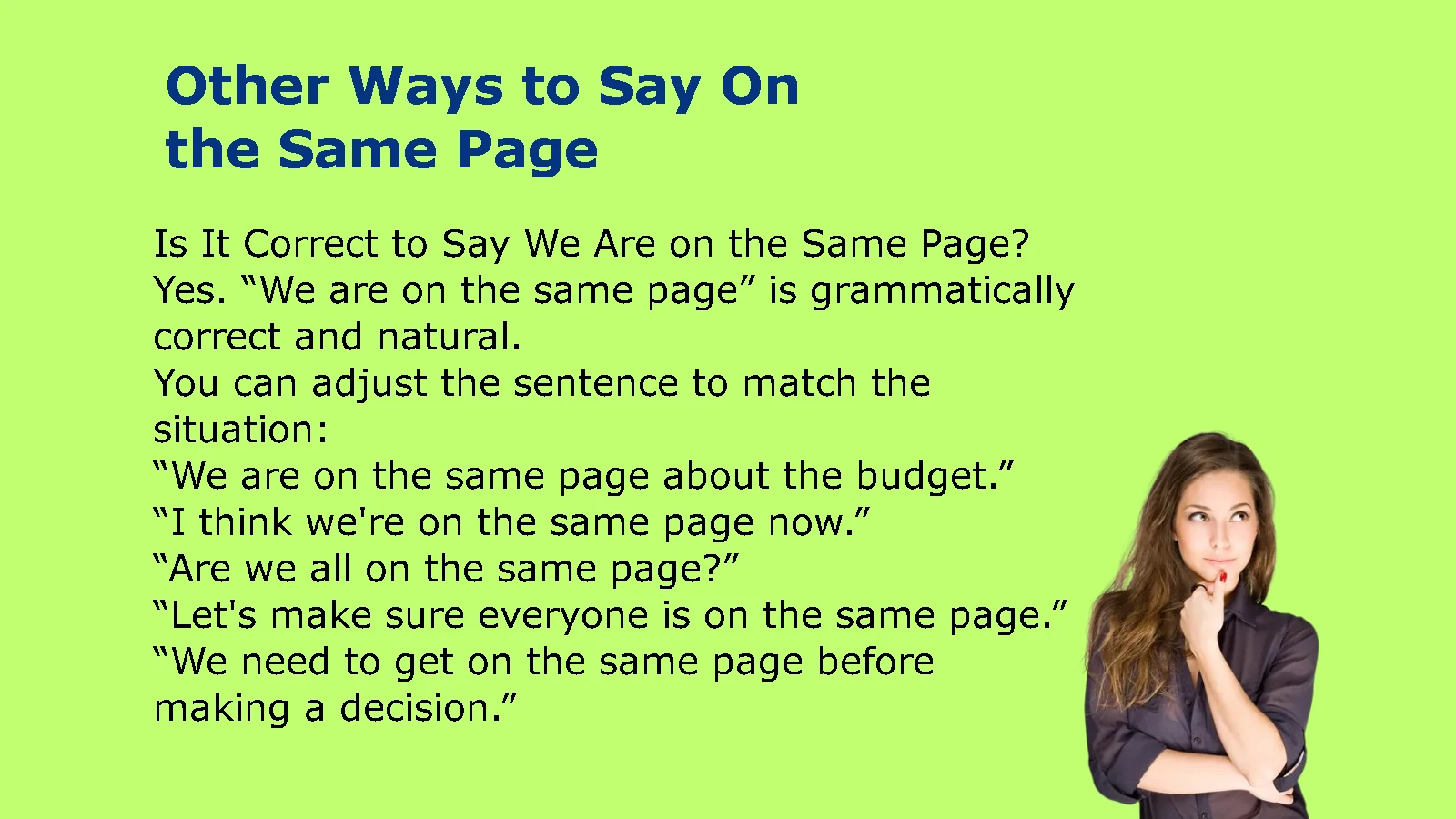 Other Ways to Say On the Same Page