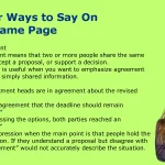 Other Ways to Say On the Same Page
