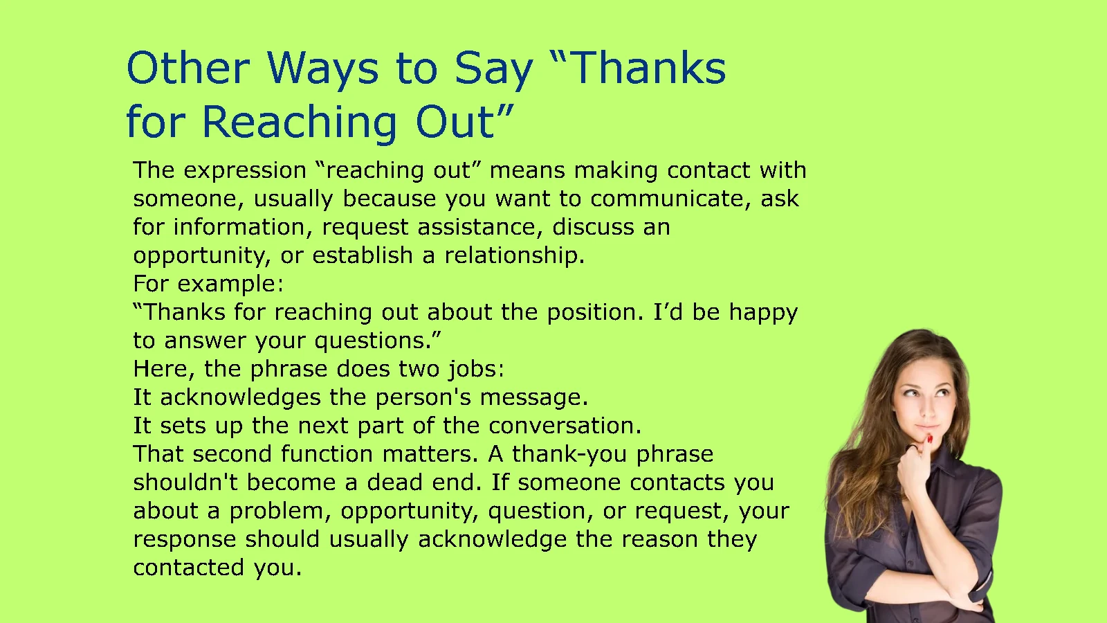 Other Ways to Say “Thanks for Reaching Out”